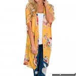 Women's Bikini Cover Ups Sheer Chiffon Floral Kimono Cardigan Long Blouse Loose Tops Outwear Maxi Dress Yellow B07N6H61QG